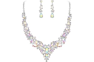 EVER FAITH® Femme Parure Vintage Bijoux Mariage Cérémonie Soirée Cristal Autrichien Strass Collier Boucle d'oreille Ensemble Fantaisie Goutte d'eau Rond