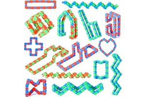 SCIONE 24PCS 24 Links Wacky Track Toys Snap and Click Fidget Toys for Stress Relief Multicolor Party Bag Fillers for Kids Adult