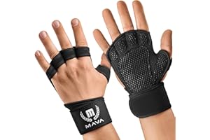 Mava Sports Ventilated Workout Gloves with Integrated Wrist Wraps and Full Palm Silicone Padding Extra Grip & No Calluses. Perfect for Weight Lifting, Powerlifting, Pull Ups, Cross Training, WODs