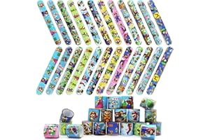 HEAWAA 30 Pezzi Braccialetti Slap per Bambini, Bracelets Gadget a Scatto Bracciali Divertenti Rotoli in Vinile per Bambini, Ragazze e Ragazzi Feste Compleanno Birthday