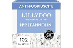 Pannolini LILLYDOO delicati sulla pelle - taglia 2 (4-8 kg), pacco scorta (102 unità), protezione contro le fuoriuscite, morbidi, senza profumi & lozioni e dermatologicamente testati