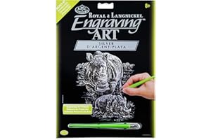 Royal & Langnickel SILF21 - Engraving Art/Kratzbilder, DIN A4, Nashorn mit Baby, silber