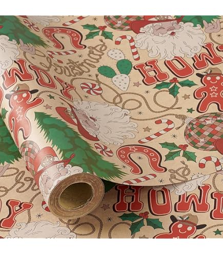 Papier D'Emballage Cadeau Kraft Noël - Motifs Sapin, Rennes, Flocons Or - 6 Feuilles 44.5x76cm - 3
