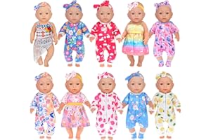 EBUDDY 10 Sets Baby Doll Clothes Include Outfits Dress and Bikini for 43 cm / 17 Inch Newborn Baby Dolls (No Doll)
