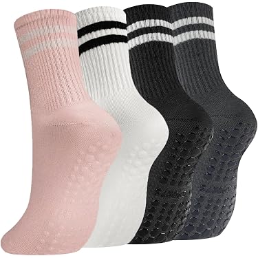 Chaussettes De Yoga Antidérapantes 4 Paires - Motifs Fruits, Picots Silicone, Taille 39-42