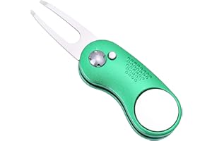 Mile High Life All Metal Foldable Golf Divot Tool with Pop-up Button & Magnetic Ball Marker (Multi-Colors/Shape)