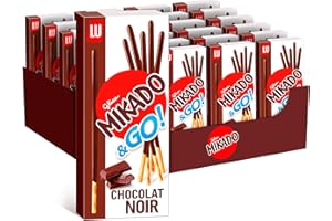 Mikado Cioccolato Fondente, Bastonicino Sottile e Croccante, Ricoperto di Gustoso Cioccolato Fondente, Pratico da mangiare e adatto per ogni occasione,, 24x39g (24 Confezioni da 39g)
