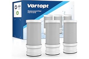 Vortopt Ricambio certificato NSF per acqua rubinetto T1-ACF/T2-ACF, 9-12 mesi di vita, riduce cloro, sapore e odore T1/T2 (confezione da 3)…