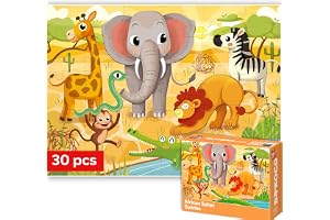 Pussel för Barn 3-5 år - Pedagogiska Pussel 4-6 år | 30-Bitars Pussel för Småbarn 3 4 år - Afrikadjur - Pedagogiska Leksaker