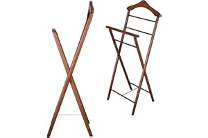 Staboos 2er Set Stummer Diener aus Massiv Holz - klappbarer Herrendiener und Butler - fertig montierter Damendiener Kleiderständer in 3 Farben (Nussbaum)