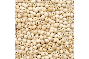 GEERDAN Lot de 1000 perles rondes en bois naturel brut de 6 mm, Naturelles Rondes Perles Bois Avec Trou, Rond Naturel Perles en Bois pour La Fabrication de Bijoux, Bracelets, Décorations Crétives