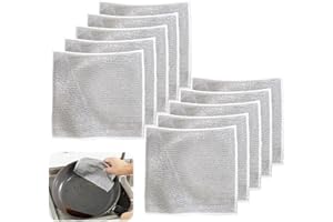 ChAusa 10 Pcs Strofinacci Multiuso in Filo Metallico, Strofinaccio In Filo Metallico Antigraffio, Stracci per Piatti Cucina, Assorbente e Bagnato e Asciutto, per Lavare Ciotola, Bancone, Fornello