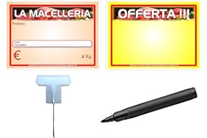 ETICHETTESEGNAPREZZIPERALIMENTI KIT 30 SEGNAPREZZI PLASTIFICATI MACELLERIA 8,3X11,3 cm.
