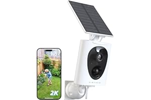 virtavo 2K Telecamera WiFi Esterno Senza Fili a Batteria, Starlight Lente, Videocamera Sorveglianza con Pannello Solare, Visione Notturna a Colori, Rilevamento PIR, Audio Bidirezionale, Impermeabile