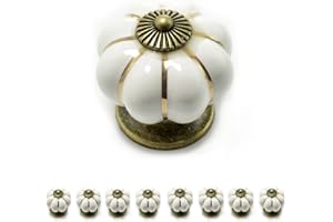 Ganzoo Set Möbelknöpfe „Krone“ aus Porzellan mit antik Bronze Verzierung, (Set in vielen verschiedenen Farben erhältlich) Vintage Schrankknauf aus Keramik, Möbelgriff, Marke (8er SET, Weiß)