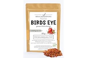 PRADEMIR Birds eye chilli 50 g vainas secas | chilli seco | adecuado para salsa picante y salsa de chilli | Hot Ones vainas de chilli Birdseye vainas de chilli | perfecto para molinillo de chilli chilli muy pi