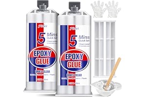 FUCHOI Colla Epossidica Bicomponente 100ml, Adesivo Epossidico a Presa Rapida in 5 Minuti, Colla epossidica trasparente, per riparazione di piastrelle, metallo, Vetro,plastica, legno, e Altri Materiali