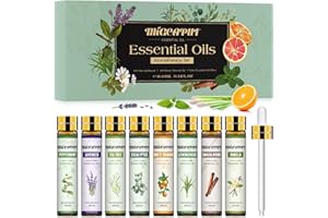 ‎MIGCAPUT Migcaput Diffuser Ätherische Öle Set, 8X10ml Naturrein Aromatherapie Essential Oils Duftöle für Luftbefeuchter, Kerzen - Teebaum,Lavendel, Eukalyptus, Zitronengras, Pfefferminze, Orange, Sandelholz
