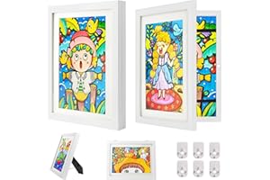 DOUUCO Cornice per disegni dei bambini A4, cornice per arte dei bambini A4 pieghevole, cornice d'arte riempibile per bambini, cornice con apertura frontale per opere d'arte, progetti artistici, scuola, casa