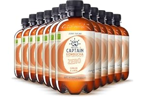 THE GUTSY CAPTAIN KOMBUCHA Gutsy Captain Kombucha ZERO - ZERO Calories, Zero Sugar - Bio Kombucha Tee, Lebendige Kulturen, Keine Konservanten, Unpasteurisiert, Roh und Vegan - 12 x 400ml ZERO (Ginger Lemon)