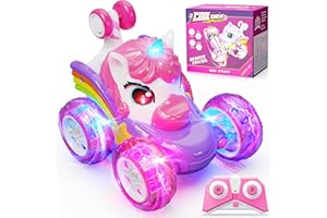Hot Bee Remote Control Cars, Toy Cars for Kids Age 3 4 5 6, RC Stunt Car with LED Light, Unicorn Gifts for Girls, Unicorn Toys for 2 3 4 5 6 Year Old Girls