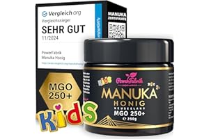 ‎POWERFABRIK EINFACH NATÜRLICH Manuka Honig Kinder | MGO 250+ | 250g | Das ORIGINAL aus NEUSEELAND | Manuka Kids | PUR, ROH & ZERTIFIZIERT | Premium Qualität 100% natürlich | PowerFabrik (250 g)