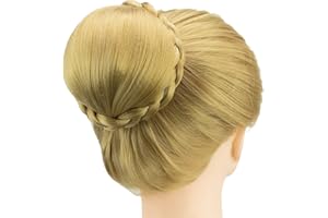 IMISSU Moño Bailarina Trenzado Postizos de rosquilla para cubrir el cabello Moño para el cabello Scrunchie Peluca Updo para mujer (M3 Rubio ceniza)