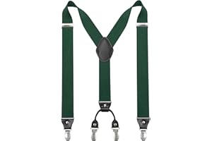 JEMYGINS Bretelle da uomo larghe 3,5 cm con 4 bretelle clip a forma di Y, elastiche e regolabili in lunghezza
