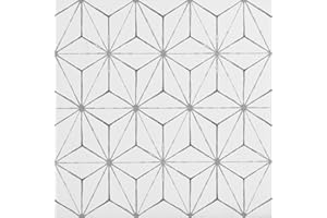 FLOORPOPS WallPops FP2481 Kikko samoprzylepne płytki podłogowe, białe i białe, zestaw 10 sztuk, 30,5 x 30,5 cm