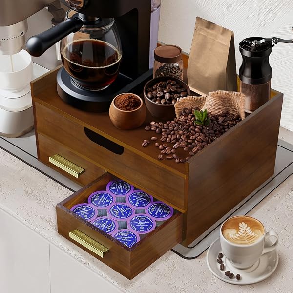 Kaffeekapsel-Organizer Aus Akazienholz Mit Transparentem Deckel – Für Keurig & Nespresso