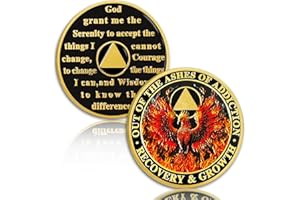 ATSKNSK Phoenix Rising Sobriety Coin - Addiction Recovery NA AA Chip and Medallion, Celebrating Sober Milestones Medal, Sobriety Gifts for Men Women, Alcoholics Anonymous Token