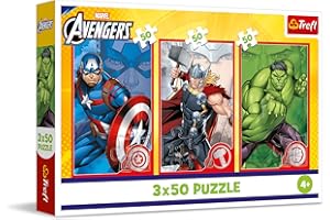Trefl - Puzzle 3en1: Marvel The Avengers, Tu héroe - 3 x 50 Piezas, Set de Tres puzles para niños a Partir de 4 años