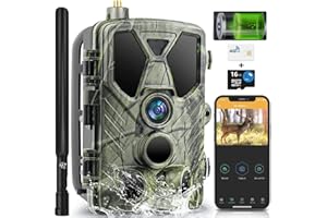 RecorCam Fotocamera selvaggia con sensore di movimento, visione notturna 4 G, 36 MP, 4 K, vincitore del test della fotocamera selvatica con batteria al litio ricaricabile da 5000 mAh, grandangolo