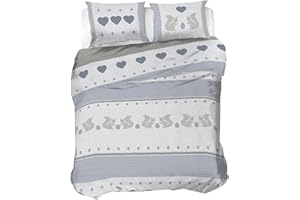 PENSIERI DELICATI Parure Copripiumino Matrimoniale Flanella 100% Cotone, Sacco 250X200 CM e Federa 52X82 CM, Made in Italy, Copripiumino Lavabile In Lavatrice A 40°, Fantasia Scoiattolo Grigio