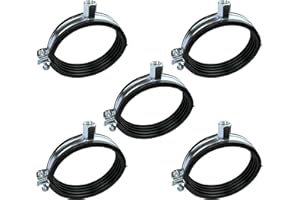 AERZETIX - Set di 5 - Fascette isofonico - supporto di fissaggio con guarnizione - per tubo Ø3'' - DIN EN 10111 - in acciaio zincato - da avvitare М8 - C49873