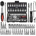 HENGLOBE 46 In 1 Pcs Tool Kit & Screwdriver And Socket Set Hand Tool Kit Wrench Set Metric Socket Set Extension Bar And Adapter For Bike, Car Repairs - Hex