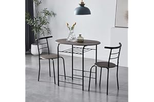 mcc direct Dining Table and Chairs Set Metal Wood Effect Kitchen Table Dining Chairs Barley (Avola Grey)