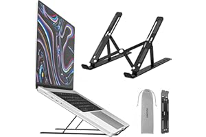Voomy Support Ordinateur Portable, Support PC Portable à 6 Niveaux Réglables, Rehausseur Ordinateur Portable, Compatible avec Tous Les Ordinateurs Portables et Tablettes de 9 à 16", Noir