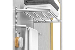 CAXIMSY Handtuchhalter Ausziehbar 43-78CM ohne Bohren Edelstahl doppelt handtuchstange Bad Wand kleben badetuchhalter wandmontage (2-lagiger Handtuchhalter)