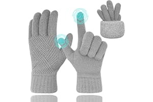 ehsbuy Guantes termicos Invierno para Mujer Pantalla Tactiles Lana Forro Cálido Cable Tejido Guantes Resistente al Viento Guantes de Teléfono para Movil Esquiar Ciclismo Conducir Deportes