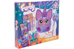 ABEEC Furby Mini Plush Diary Set & Pen Topper – Cute Secret Writing Set for Kids Ages 3+ | Fluffy Notebook, Gel Pens & Stickers | Ideal Stocking Filler, Birthday Gift