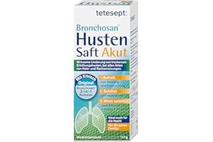‎TETESEPT tetesept Bronchosan Husten Akut Saft – 1 x 117g – Erkältungsmittel bei trockenem Erkältungshusten – Wohltuend und beruhigend