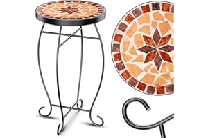 KESSER® Table en mosaïque Tables de bistrot Tabouret à Fleurs Rond 60 x 34 cm Mosaïque en métal Table d'appoint Table de Balcon Tables de Jardin Table de terrasse Balcon Mosaïque, Asteri