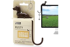 Monkey Business Rusty der Hundeschwanz-Haken für Monitor, Kopfhörerhalter & Organizer, dekorativer Klebehaken für Schlüssel, Kabel, Hüte & Computerzubehör - Braun
