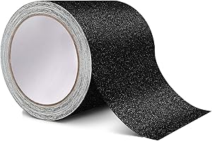 CACTIYE Cinta antideslizante de alta tracción, color negro, fuerte adhesivo de seguridad para escaleras, peldaños, exterior e interior, negro