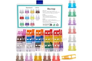 Rovtop 125Pcs Standard Fusible Voiture Set, 125 Moyenne Fusible Automobile + Extracteur - Fusibles Plats pour Voiture/RV/Camion/Moto/Bateau (2A/3A/5A/7,5A/10A/15A/20A/25A/30A/35A/40A)