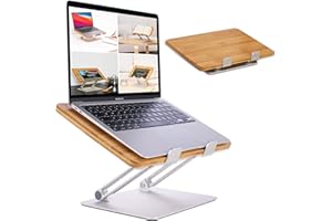 HENNEZ Podstawka pod laptopa drewniana z regulacją wysokości - Podstawka pod laptopa do 17 cali - Podstawka pod notebooka MacBook - Podstawka pod laptopa