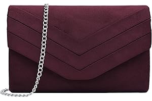 Milisente Pochette Donna, Borsa Da Sera Wildleder Borse Clutch Pochette Eleganti da Cerimonia（Rosso scuro）