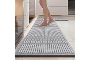 MADIGO 43x120cm Küchenteppiche Teppich Küche Küchenläufer Waschbar Rutschfest Gewebte Küchenteppich mit Gummi, Flurläufer Teppichläufer Teppich Läufer Flur Rutschfest Küchenmatte für Küchen Eingang(Grau)