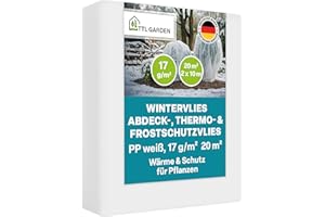 TTL Garden 17g/m² Wintervlies 20m² 2m x 10m weiß – Frostschutz Thermovlies Gartenvlies Winterschutz für Pflanzen außen – Pflanzenvlies Pflanzenschutz Winter Kübel & Hochbeet